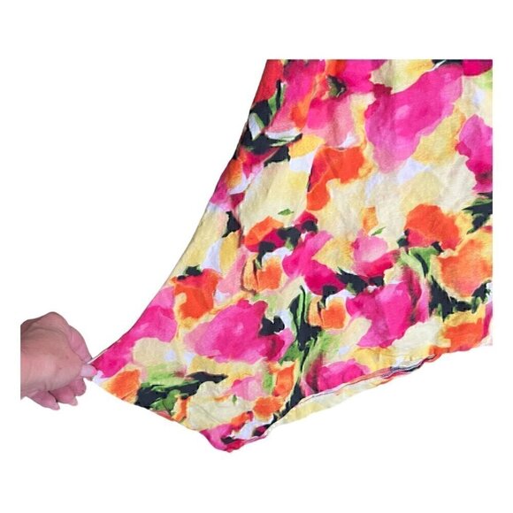 Women's Linen Asymmetrical Context Exclusive at Lord and Taylor Floral Tunic 1X - Picture 8 of 9
